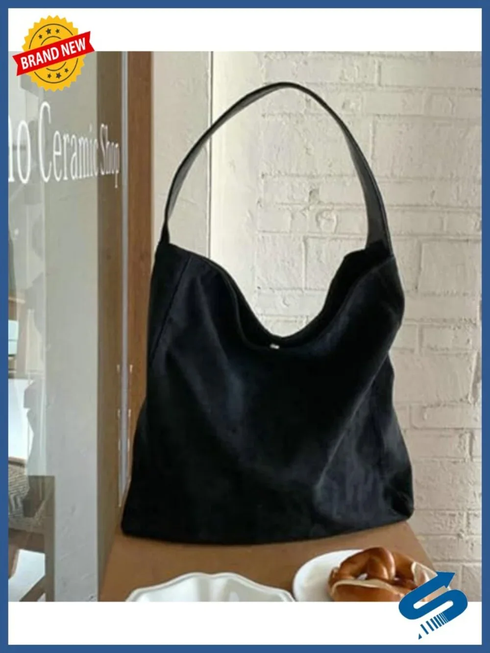 Suede Hobo Tote Bag, Large Shoulder Slouchy Handbag with Magnetic Closure, Fall